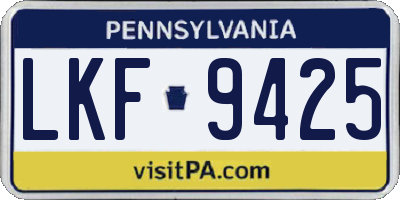 PA license plate LKF9425