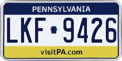 PA license plate LKF9426