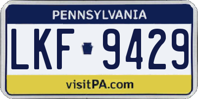 PA license plate LKF9429