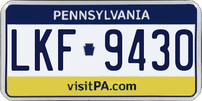 PA license plate LKF9430