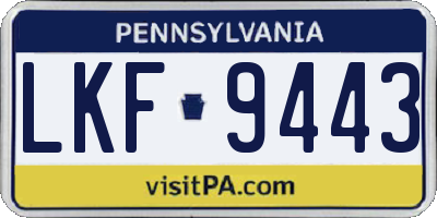 PA license plate LKF9443
