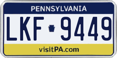 PA license plate LKF9449