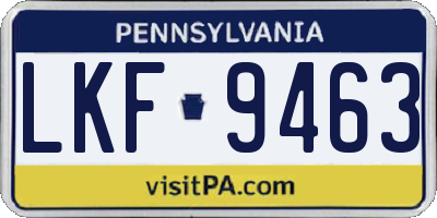 PA license plate LKF9463