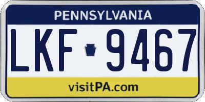 PA license plate LKF9467