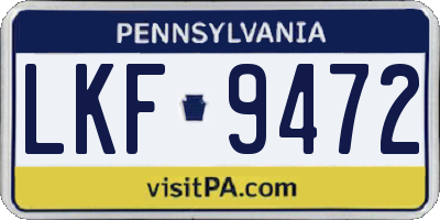 PA license plate LKF9472