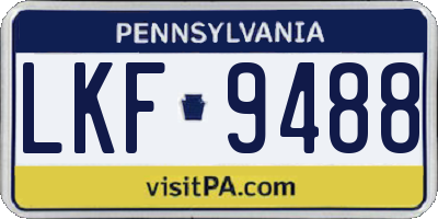PA license plate LKF9488