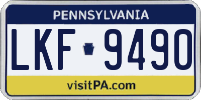 PA license plate LKF9490