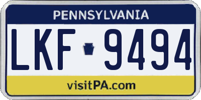PA license plate LKF9494
