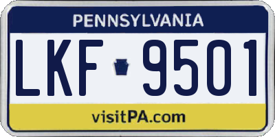 PA license plate LKF9501