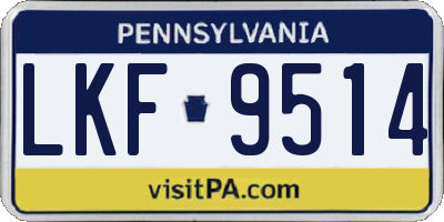 PA license plate LKF9514