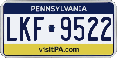 PA license plate LKF9522