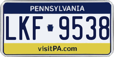 PA license plate LKF9538