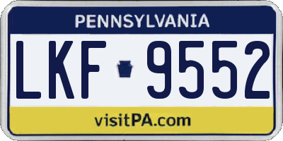 PA license plate LKF9552