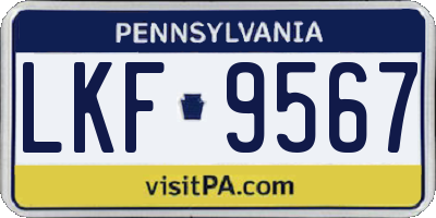 PA license plate LKF9567