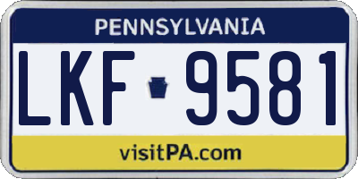 PA license plate LKF9581