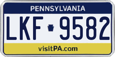 PA license plate LKF9582
