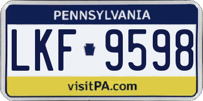 PA license plate LKF9598