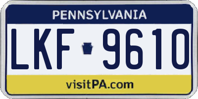 PA license plate LKF9610