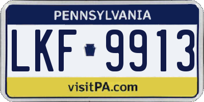 PA license plate LKF9913
