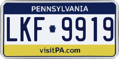 PA license plate LKF9919