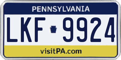 PA license plate LKF9924