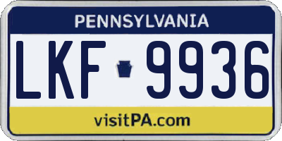 PA license plate LKF9936