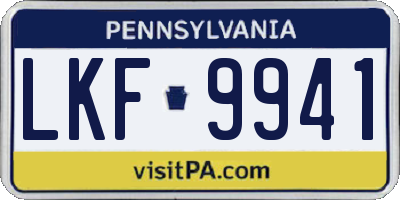 PA license plate LKF9941