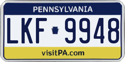 PA license plate LKF9948