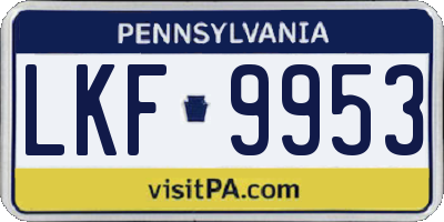 PA license plate LKF9953