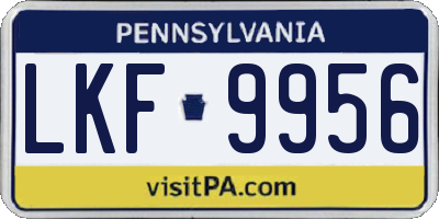 PA license plate LKF9956
