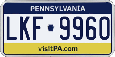 PA license plate LKF9960