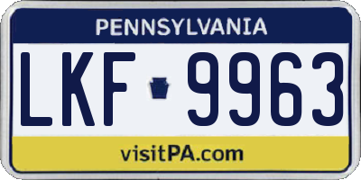 PA license plate LKF9963