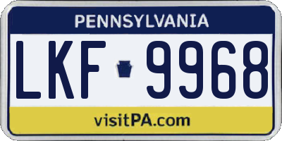 PA license plate LKF9968