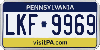 PA license plate LKF9969