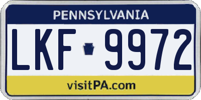 PA license plate LKF9972