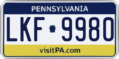 PA license plate LKF9980