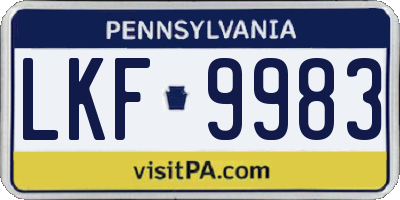 PA license plate LKF9983