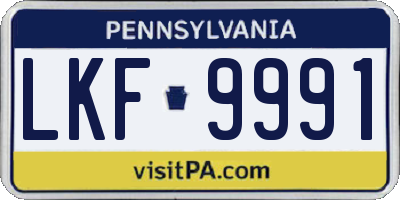 PA license plate LKF9991
