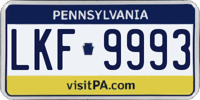 PA license plate LKF9993