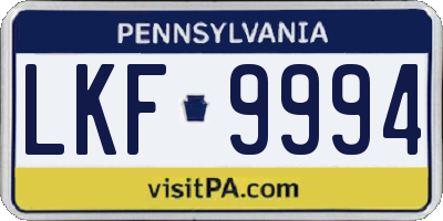 PA license plate LKF9994