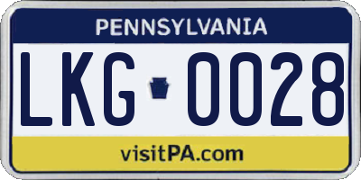 PA license plate LKG0028