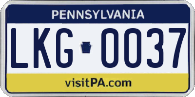 PA license plate LKG0037