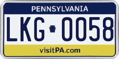 PA license plate LKG0058