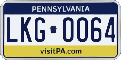 PA license plate LKG0064