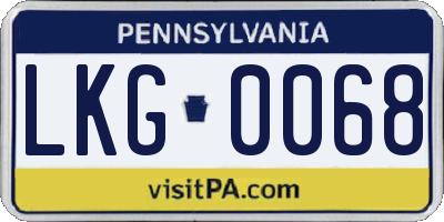 PA license plate LKG0068
