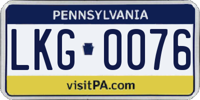 PA license plate LKG0076