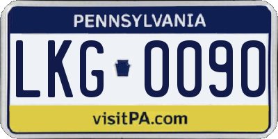 PA license plate LKG0090