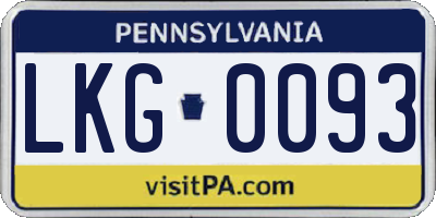 PA license plate LKG0093