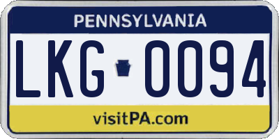 PA license plate LKG0094