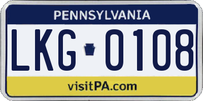 PA license plate LKG0108
